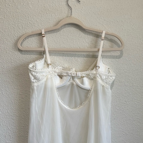 Victoria's Secret Y2K White Chemise Corset Top Slip Mesh Lace Babydoll Fairy L - Picture 9 of 11